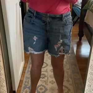 Lane Bryant blue Jean shorts patches/Distressing